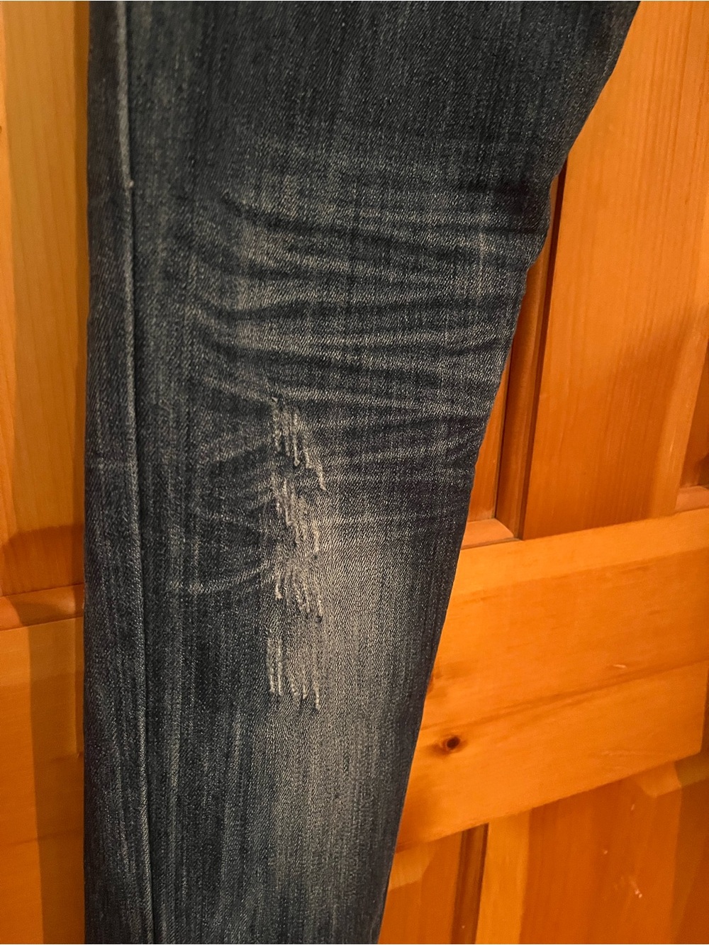 Almost Famous Dark Blue Skinny Jeans with Red & White Flag Accent - Picture 5 of 10